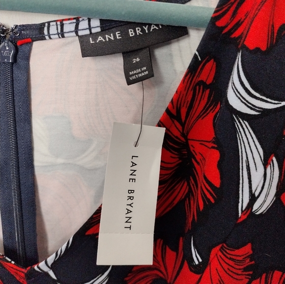 Lane Bryant Red Navy Floral Fit & Flare Lena Dress - Picture 7 of 8